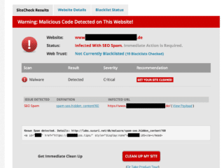 Auf sucuri geblacklisted wegen Black Hat SEO?